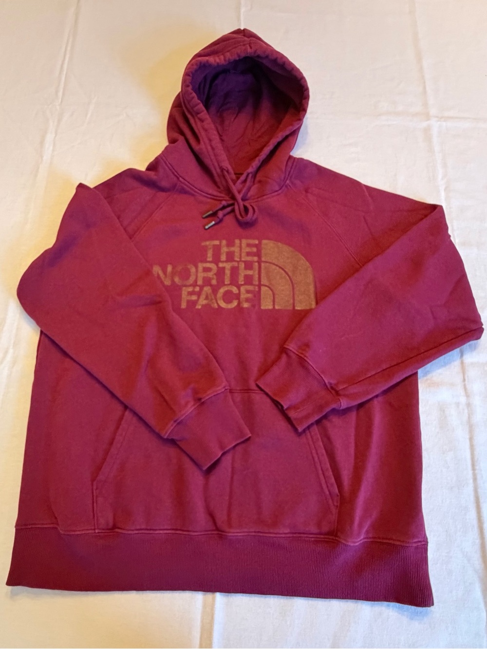 The North Face Maroon Pullover Hoodie with Logo